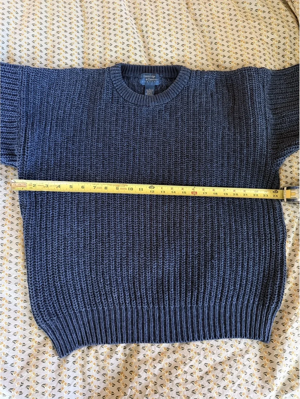 Vintage 1990s Cambridge Classics Blue Chunky Knit Sweater- 100% cotton